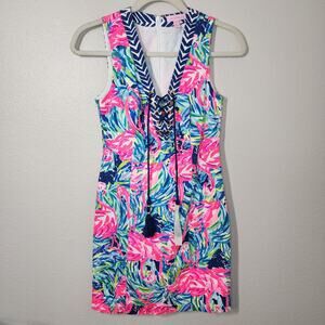 Lilly Pulitzer Dress Mini Cabrey Shift Flamenco Beach Sleeveless Size 00 NWOT